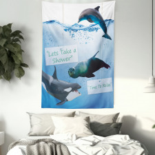 Whale Dolphin and Seal Sea Tapestry