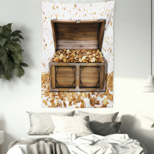 Wealth Themed Gold Coins Tapestry