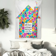 House with Hearts Home Love Tapestry