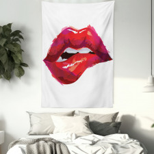 Woman Biting Lips Tapestry