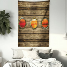 Rustic Wooden Ship Tapestry