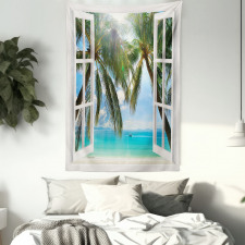 Window to the Exotic Beach Tapestry