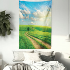 Grassy Hill Sky Pathway Tapestry