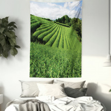 Sunny Landscape Tea Fields Tapestry