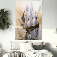 Ship Sailing on Ocean Tapestry