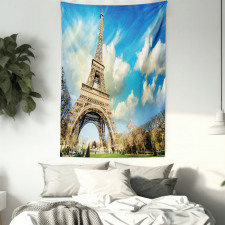 Eiffel Tower Autumn Trees Tapestry