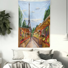 Colorful Sketch Street Eiffel Tapestry