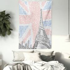 Eiffel Tower on Union Jack Tapestry