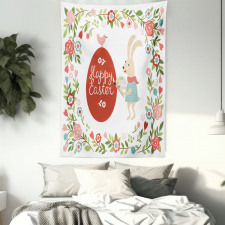 Egg Bunny Bloom Floral Frame Tapestry