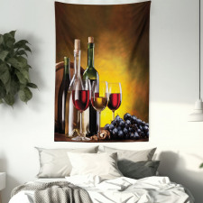 Grapes Bottles and Glasses Tapestry