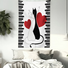 Romantic Couple Pet Kitten Tapestry