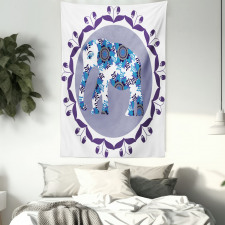 Elephant with Tulips Pattern Tapestry