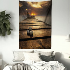 Black Sea at Dusk Pier Tapestry