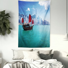 Hong Kong Harbour Boat Tapestry