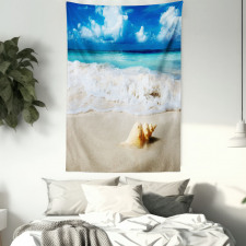 Nautical Sunny Coastline Tapestry