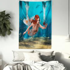 Magic Aqua Sea Lily Tapestry