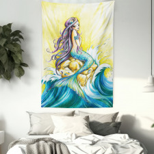 Fantasy Woman on Rock Tapestry