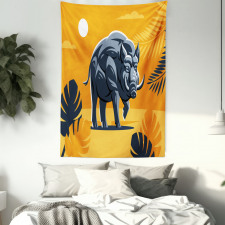 Hog Boar Tropical Leaves Tapestry