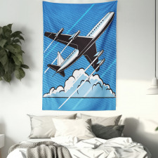 Pop Art Take Off Plane Dots Tapestry