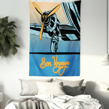 Retro Plane with Propeller Tapestry