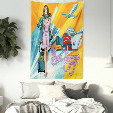 Retro Passenger Woman Art Tapestry