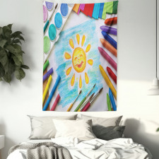 Child's Happy Sun Painting Tapestry