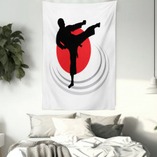 Man Karate Kick Silhouette Tapestry