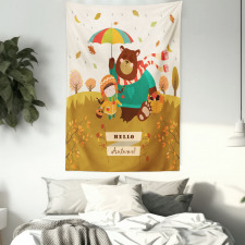 Hello Autumn Cartoon Tapestry