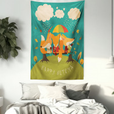 Foxes Umbrella Tapestry