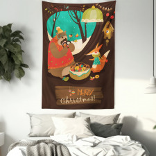 Bear and Fox Xmas Tapestry