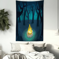 Campfire Woods Night Tapestry