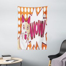 Comic Cat with Wow Lettering Tapestry