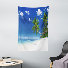 Lagoon Palm Leaf Clouds Tapestry