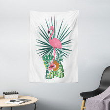 Pineapple Flamingo Botany Tapestry