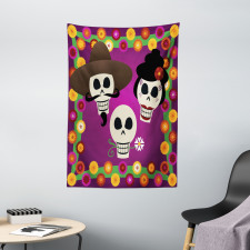 Folk Sugar Skulls Tapestry