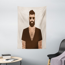 Tattooed Hipster Cartoon Tapestry