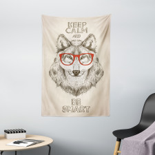 Hipster Wolf Be Smart Tapestry