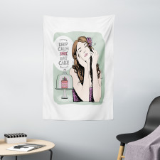 Eat Cake Text and Woman Tapestry