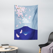 Mountain and Cherry Blossoms Tapestry