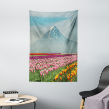 Colorful Japanese Tulips Field Tapestry