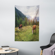 Cows Grazing in Meadow Tapestry