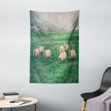 Sheep Grazing on Grass Tapestry