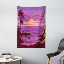 Retro Style Cartoon Beach Tapestry