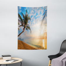 Exotic Sandy Beach Palm Tree Tapestry