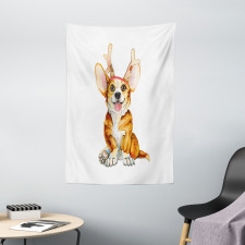 Corgi Dog with Deer Antlers Tapestry