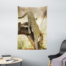 Leopard Wild Cat on Tree Tapestry