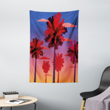 Modern Sunset Tropic Trees Tapestry