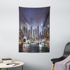 Manhattan Skyline at Night Tapestry