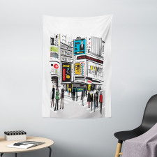 Pedestrians and Busy City Tapestry