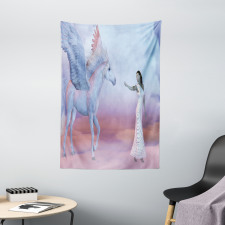 Dreamy Lady and Angel Horse Tapestry